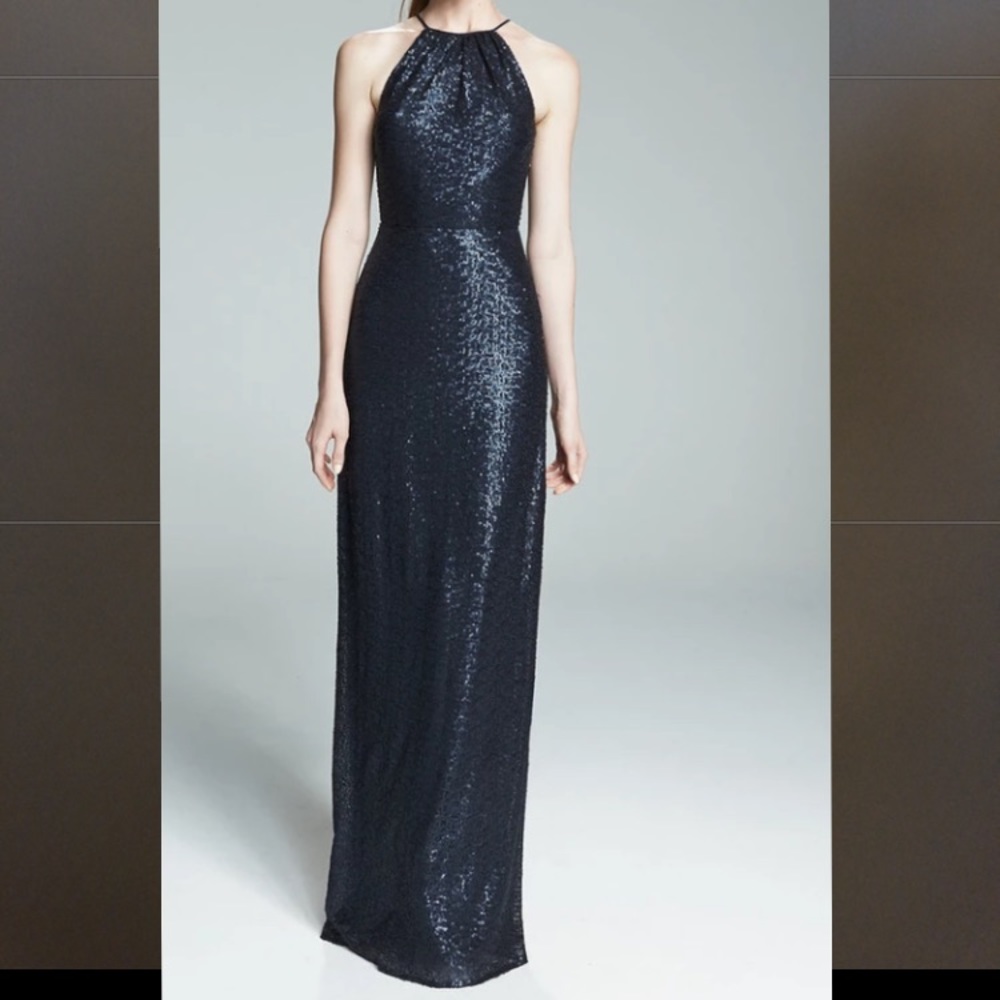 Amsale chandler navy dress